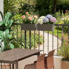 2-piece set of railing flower pots, hanging flower pots, planting boxes, planting pots, gray(only flower pots x2)