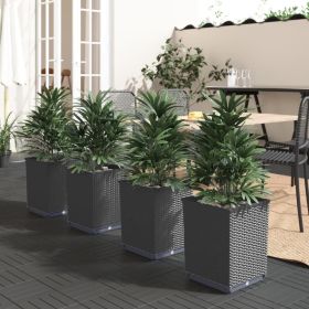 Planter Set of 4 Black Polypropylene Medium Decorative Inlays