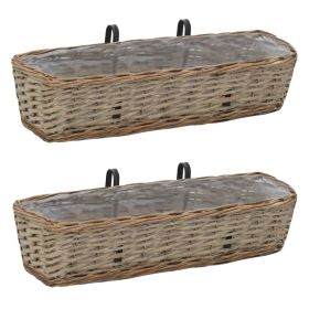 Balcony Planter Set of 2 Brown Wicker 23.6 in Hanging mounting