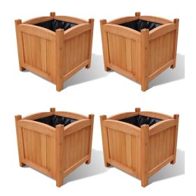 Raised Bed Set of 4 Wooden Solid wood, PE lining 12x12x12 in