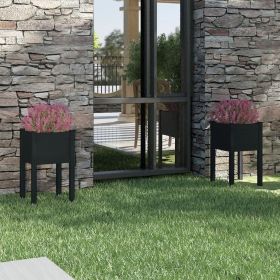 Garden Planter Set of 2 Black Solid pinewood 27.6 in high