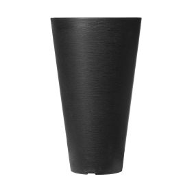 Set of 2 Tall Planter For Outdoor Indoor Plants 24inch, Black Round Large Planters For Front Porch, Patio