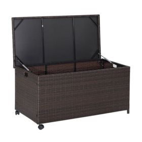 Outdoor Wicker Storage Box with Zippered Liner-133 Gallon