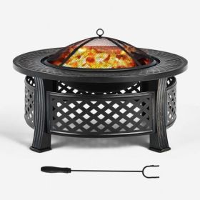 Outdoor Fire Pit with BBQ Grill and High-temp Resistance Finish